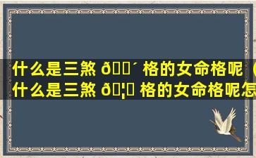 什么是三煞 🌴 格的女命格呢（什么是三煞 🦟 格的女命格呢怎么解释）